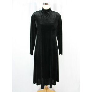 Vintage BFA Classics Black Velvet Mock Neck Long Sleeve Midi Evening Dress 6P